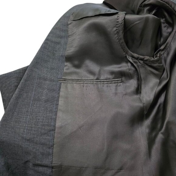 Brooks Brothers Gray Windowpane Single Breasted Wool Blazer Sz 45R - Picture 9 of 13